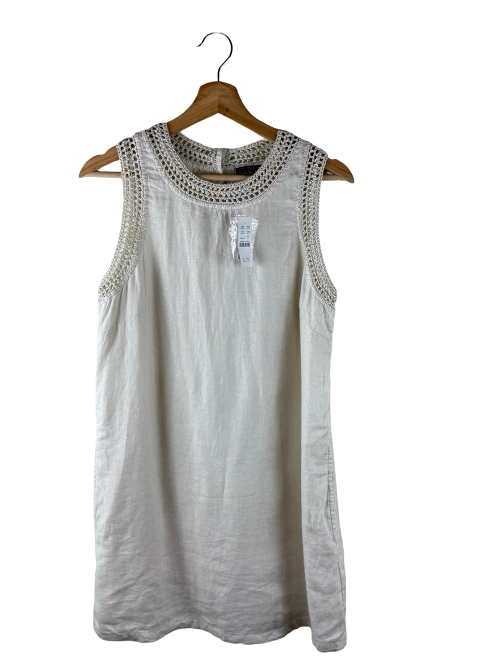 J. Crew Maxine Crochet Trim Shift Dress Linen Cream Size Small NWT - Picture 3 of 10